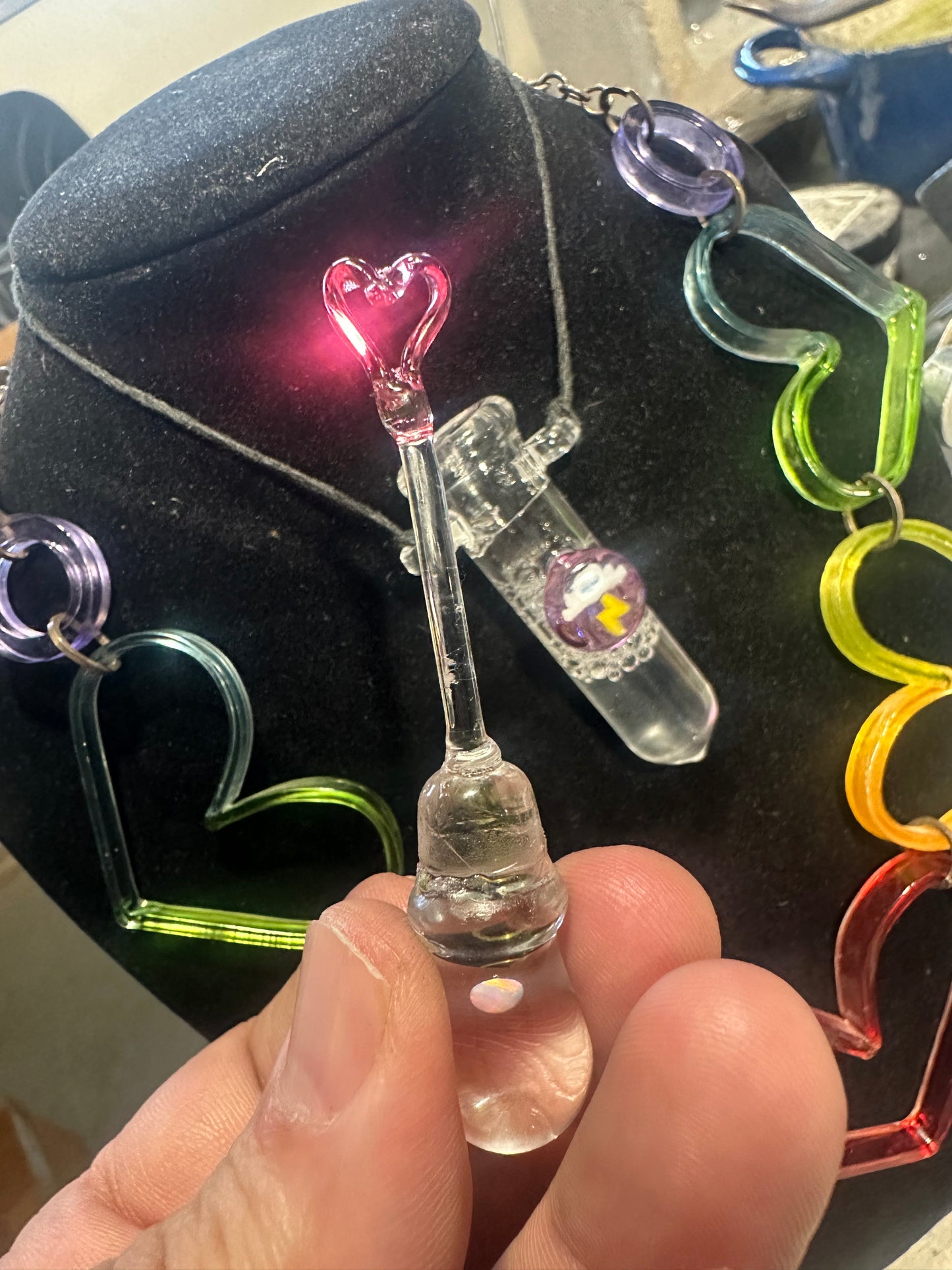 Cloud charge bubble pendant. Heart shaped wand <3